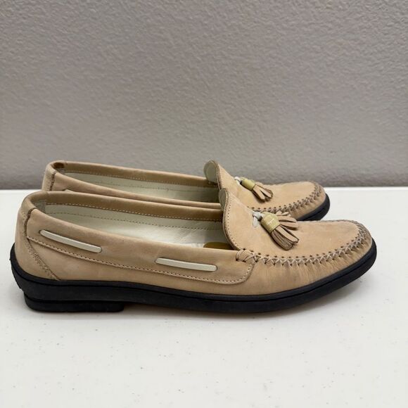 Salvatore Ferragamo Womens Shoes Loafers Size 8 Beige SuedeTassel Dress Slip-On - Picture 4 of 11